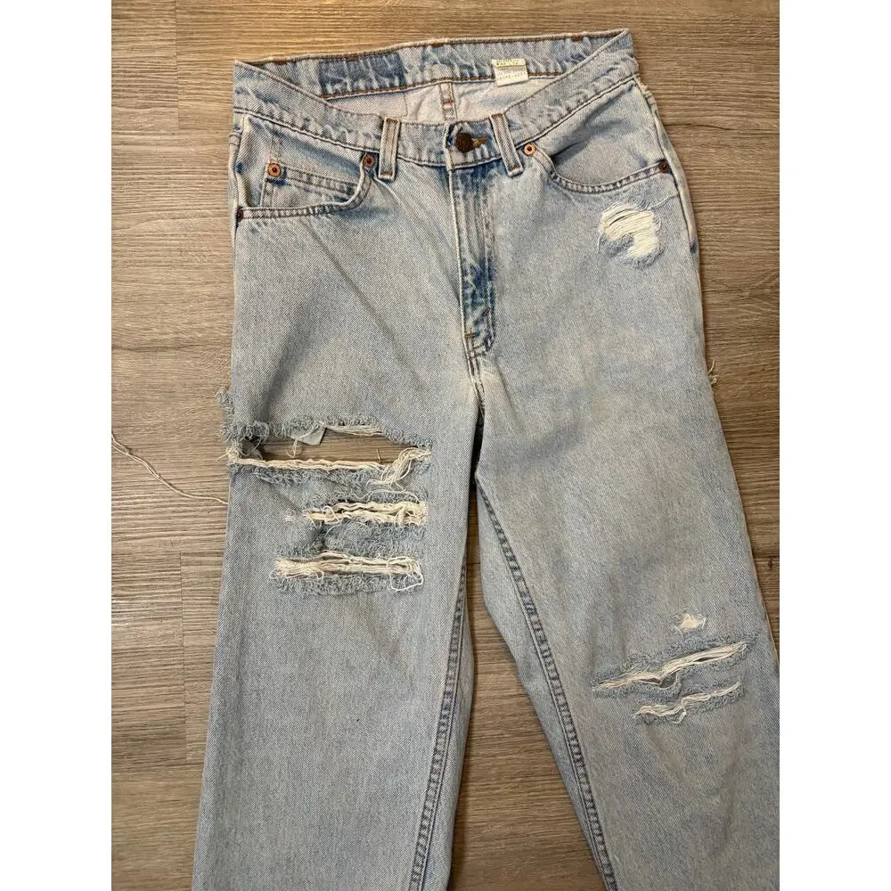 Vintage 80s Orange Tab Levi's 505 Jeans Thrashed Distressed Cropped 28x25 Grunge